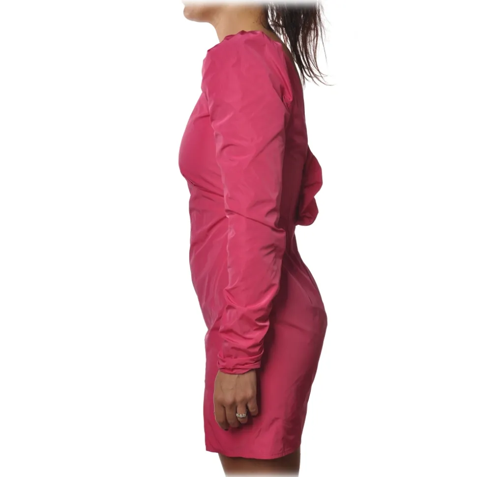 Patrizia Pepe - Sheath Short Dress with Puffed Shoulder Straps - Fuxsia - Dress - Made in Italy - Luxury Exclusive Collection - Avvenice