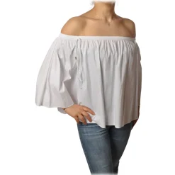Patrizia Pepe - Shirt Blouse Model with Elastic - White - Shirt - Made in Italy - Luxury Exclusive Collection - Avvenice