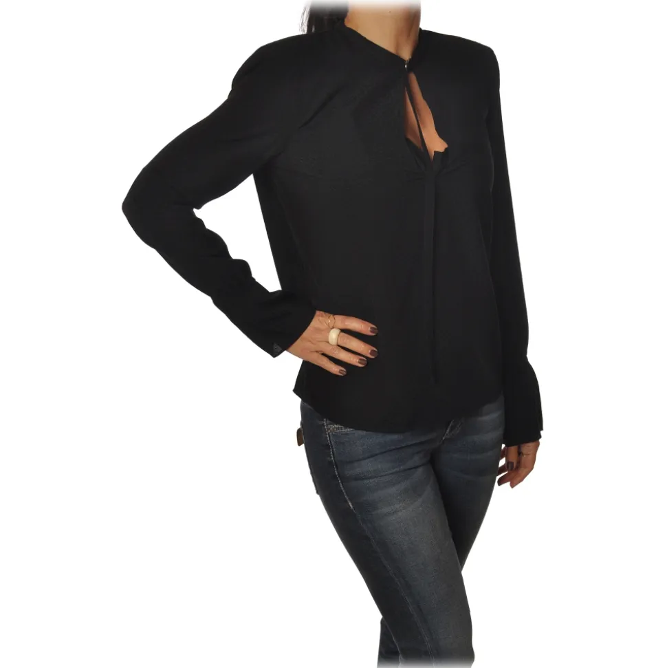 Patrizia Pepe - Shirt with Long Sleeve and Shoulder Straps - Black - Shirt - Made in Italy - Luxury Exclusive Collection - Avvenice
