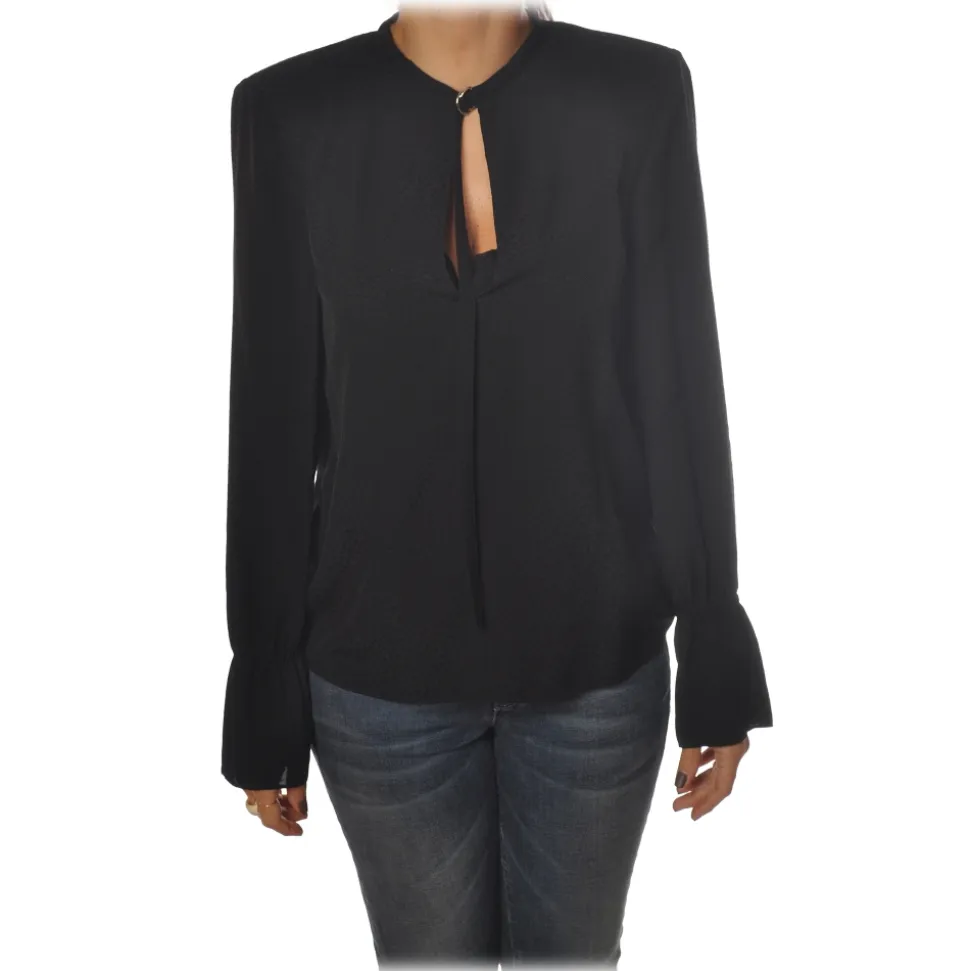 Patrizia Pepe - Shirt with Long Sleeve and Shoulder Straps - Black - Shirt - Made in Italy - Luxury Exclusive Collection - Avvenice