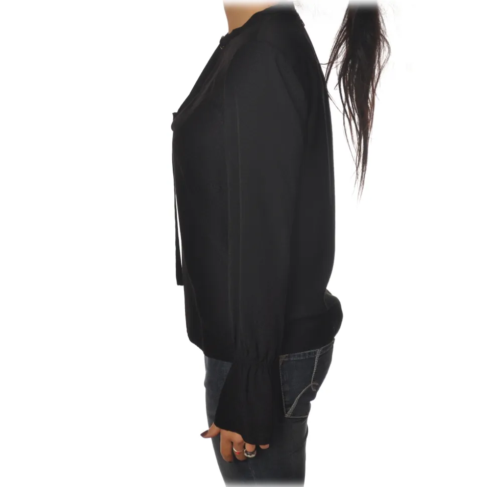 Patrizia Pepe - Shirt with Long Sleeve and Shoulder Straps - Black - Shirt - Made in Italy - Luxury Exclusive Collection - Avvenice