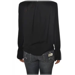 Patrizia Pepe - Shirt with Long Sleeve and Shoulder Straps - Black - Shirt - Made in Italy - Luxury Exclusive Collection - Avvenice