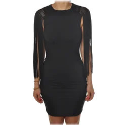 Patrizia Pepe - Short Dress with Fringes and Embroidery - Black - Dress - Made in Italy - Luxury Exclusive Collection - Avvenice