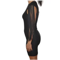 Patrizia Pepe - Short Dress with Fringes and Embroidery - Black - Dress - Made in Italy - Luxury Exclusive Collection - Avvenice