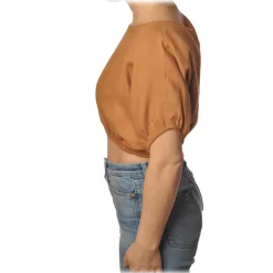 Patrizia Pepe - Short Model T-shirt with Elastic - Orange - T-shirt - Made in Italy - Luxury Exclusive Collection - Avvenice