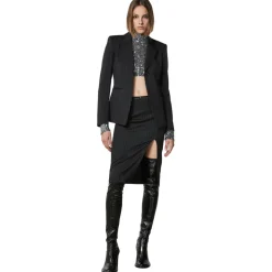 Patrizia Pepe - Single-Breasted Pinstripe Jacket - Black - Jacket - Made in Italy - Luxury Exclusive Collection - Avvenice