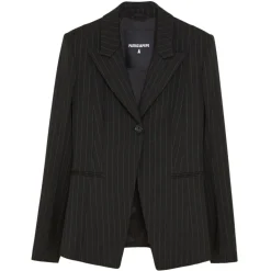 Patrizia Pepe - Single-Breasted Pinstripe Jacket - Black - Jacket - Made in Italy - Luxury Exclusive Collection - Avvenice