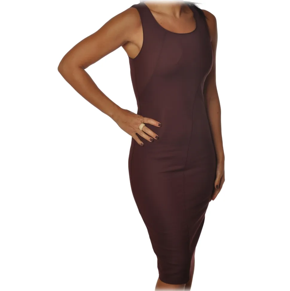 Patrizia Pepe - Sleeveless Sheath Model - Bordeaux - Dress - Made in Italy - Luxury Exclusive Collection - Avvenice