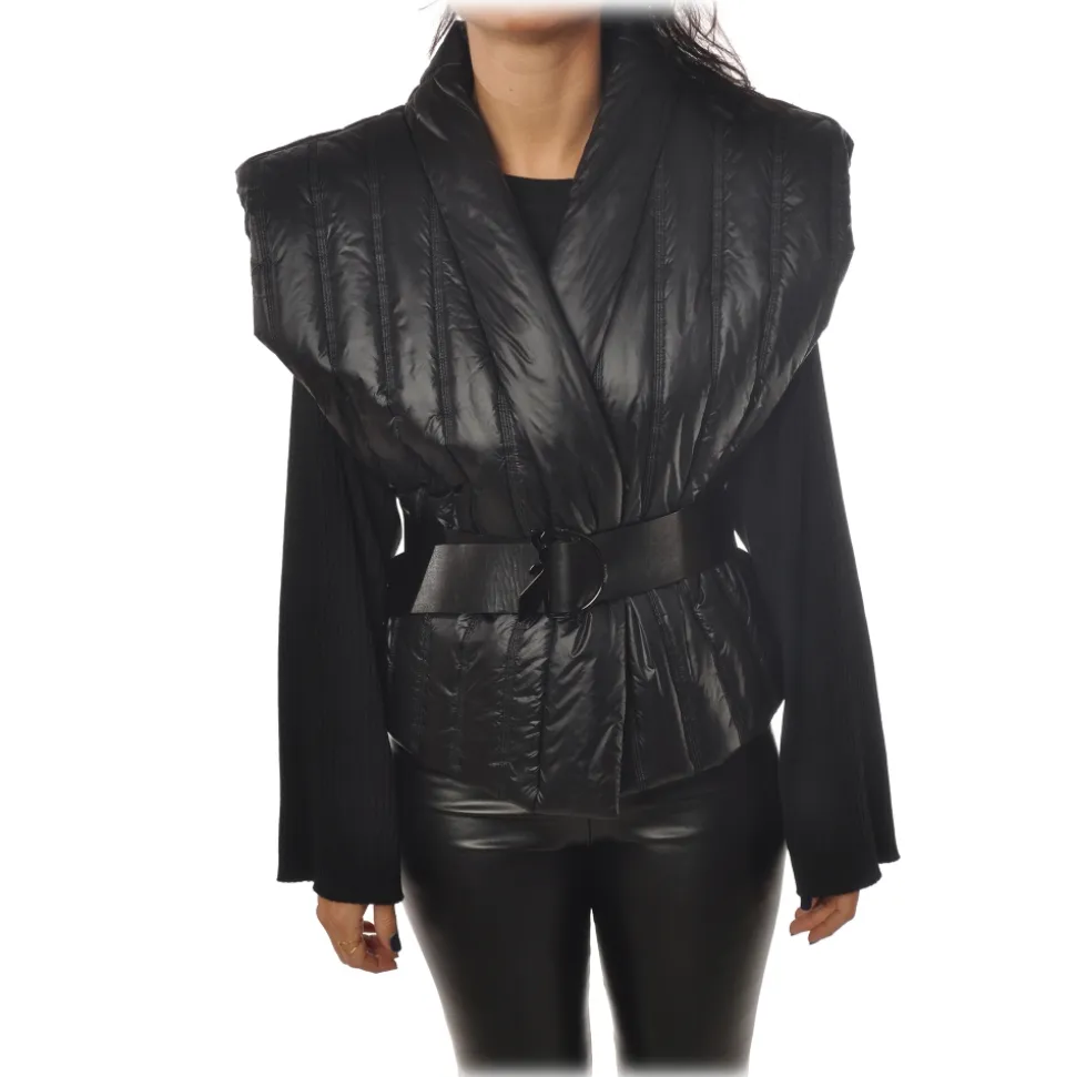 Patrizia Pepe - Sleeveless Jacket in Stitched Nylon - Black - Jacket - Made in Italy - Luxury Exclusive Collection - Avvenice