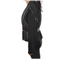 Patrizia Pepe - Sleeveless Jacket in Stitched Nylon - Black - Jacket - Made in Italy - Luxury Exclusive Collection - Avvenice