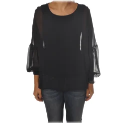 Patrizia Pepe - Soft Blouse with Stretch Tank Top - Black - Shirt - Made in Italy - Luxury Exclusive Collection - Avvenice