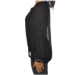 Patrizia Pepe - Soft Blouse with Stretch Tank Top - Black - Shirt - Made in Italy - Luxury Exclusive Collection - Avvenice