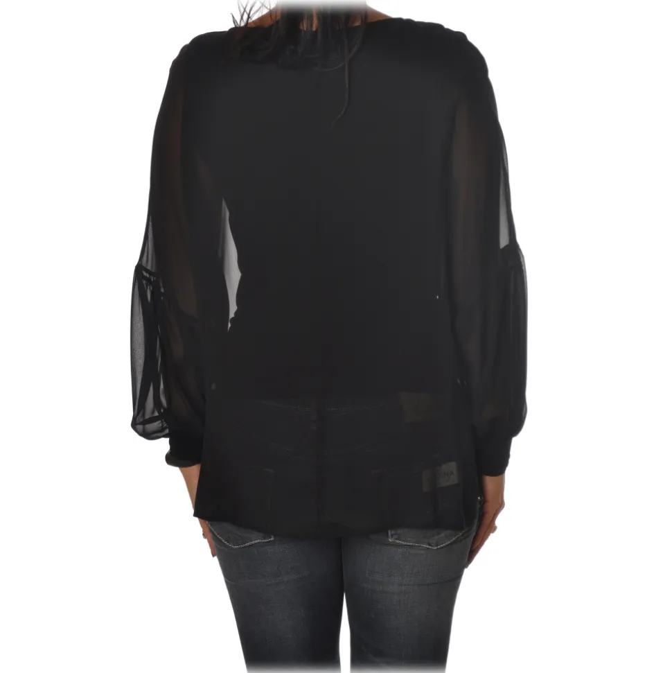 Patrizia Pepe - Soft Blouse with Stretch Tank Top - Black - Shirt - Made in Italy - Luxury Exclusive Collection - Avvenice