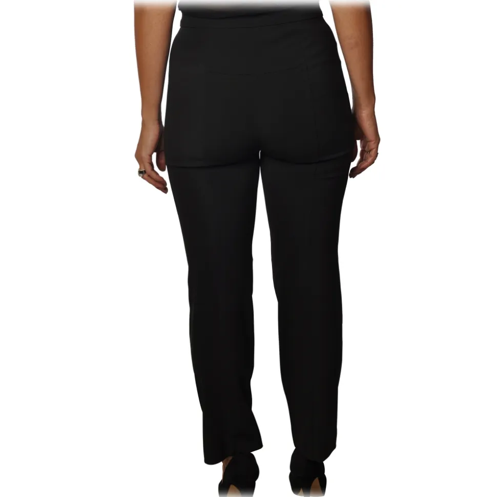 Patrizia Pepe - Straight Trousers with Chinos Pocket - Black - Trousers - Made in Italy - Luxury Exclusive Collection - Avvenice