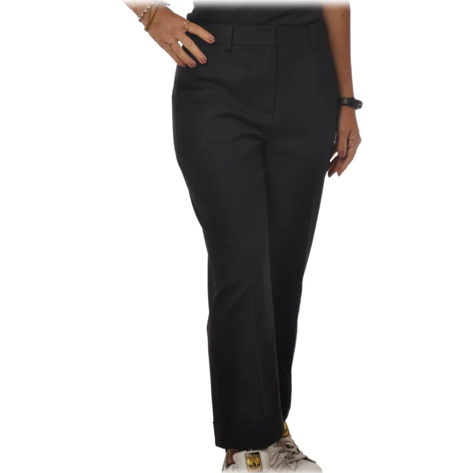 Patrizia Pepe - Straight Trousers with Chinos Pocket - Black - Trousers - Made in Italy - Luxury Exclusive Collection - Avvenice