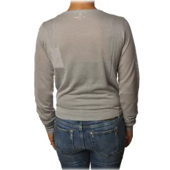 Patrizia Pepe - Sweater Crew-neck in Laminated Yarn - Light Grey - Pullover - Made in Italy - Luxury Exclusive Collection - Avvenice
