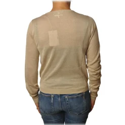 Patrizia Pepe - Sweater Crew-neck in Laminated Yarn - Beige - Pullover - Made in Italy - Luxury Exclusive Collection - Avvenice