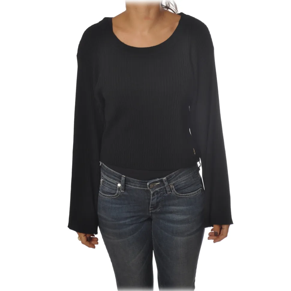 Patrizia Pepe - Sweater in Ribbed Yarn - Black - Pullover - Made in Italy - Luxury Exclusive Collection - Avvenice