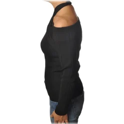 Patrizia Pepe - Sweater Nude Shoulders Crew-neck Detail - Black - Pullover - Made in Italy - Luxury Exclusive Collection - Avvenice