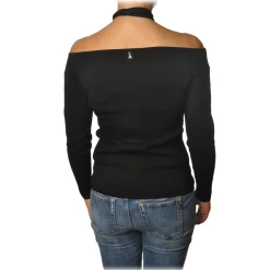 Patrizia Pepe - Sweater Nude Shoulders Crew-neck Detail - Black - Pullover - Made in Italy - Luxury Exclusive Collection - Avvenice