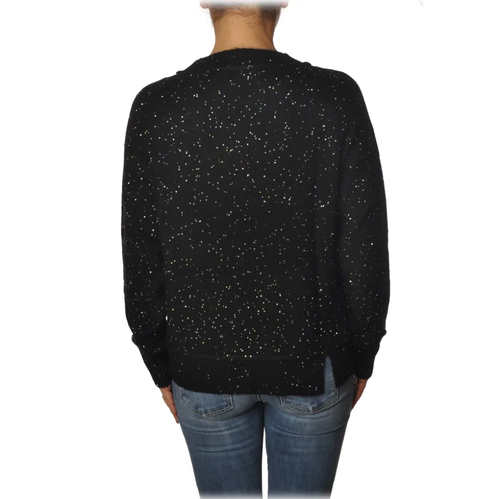 Patrizia Pepe - Sweater Round Neck with Paillettes - Black - Pullover - Made in Italy - Luxury Exclusive Collection - Avvenice