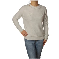 Patrizia Pepe - Sweater Round Neck with Paillettes - White - Pullover - Made in Italy - Luxury Exclusive Collection - Avvenice
