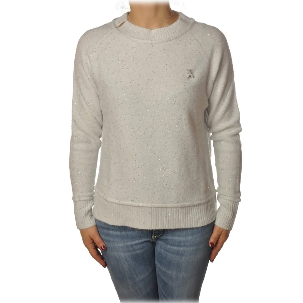 Patrizia Pepe - Sweater Round Neck with Paillettes - White - Pullover - Made in Italy - Luxury Exclusive Collection - Avvenice