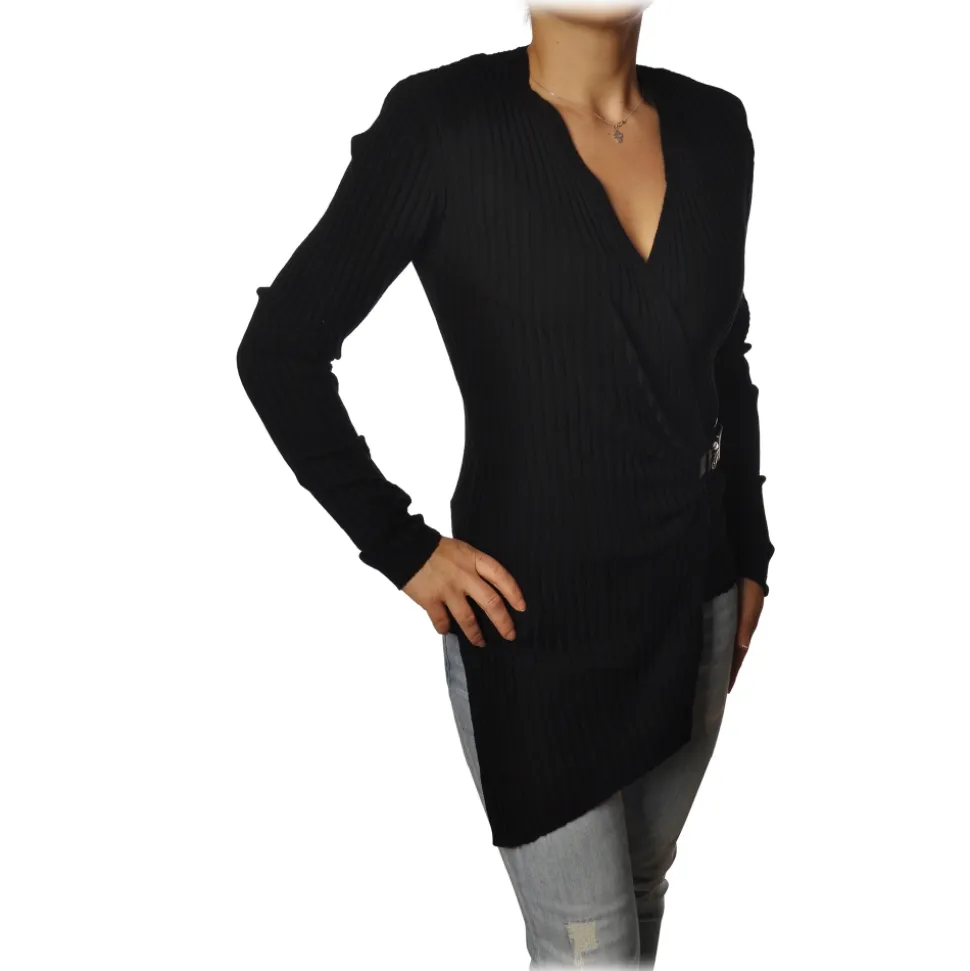 Patrizia Pepe - Sweater Tight Model with Buckle - Black - Pullover - Made in Italy - Luxury Exclusive Collection - Avvenice
