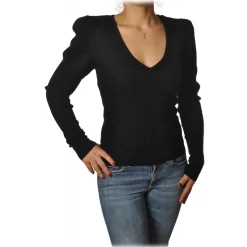 Patrizia Pepe - Sweater V-neck Model with Shoulder Straps - Black - Pullover - Made in Italy - Luxury Exclusive Collection - Avvenice