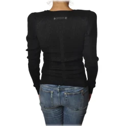 Patrizia Pepe - Sweater V-neck Model with Shoulder Straps - Black - Pullover - Made in Italy - Luxury Exclusive Collection - Avvenice