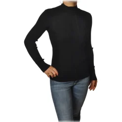 Patrizia Pepe - Sweater with Long Sleeves in Stretch Yarn - Black - Pullover - Made in Italy - Luxury Exclusive Collection - Avvenice