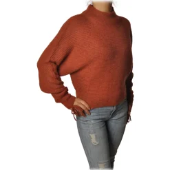Patrizia Pepe - Sweater Wide Model with Crater Neck - Dark Orange - Pullover - Made in Italy - Luxury Exclusive Collection - Avvenice