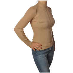 Patrizia Pepe - Sweater with Long Sleeves in Stretch Yarn - Beige - Pullover - Made in Italy - Luxury Exclusive Collection - Avvenice