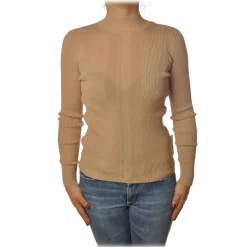 Patrizia Pepe - Sweater with Long Sleeves in Stretch Yarn - Beige - Pullover - Made in Italy - Luxury Exclusive Collection - Avvenice