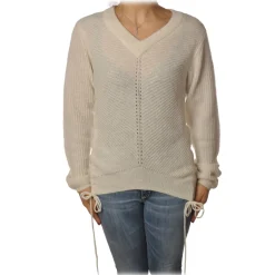 Patrizia Pepe - Sweater with Front and Back Opening - White - Pullover - Made in Italy - Luxury Exclusive Collection - Avvenice