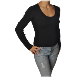 Patrizia Pepe - Sweater with Opening on the Shoulder - Black - Pullover - Made in Italy - Luxury Exclusive Collection - Avvenice