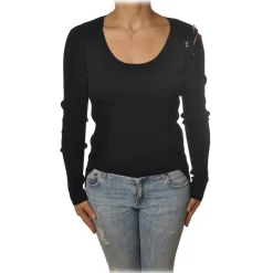 Patrizia Pepe - Sweater with Opening on the Shoulder - Black - Pullover - Made in Italy - Luxury Exclusive Collection - Avvenice