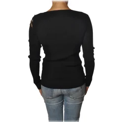 Patrizia Pepe - Sweater with Opening on the Shoulder - Black - Pullover - Made in Italy - Luxury Exclusive Collection - Avvenice