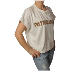 Patrizia Pepe - Sweatshirt Short Sleeve with Opening on the Back - White - T-shirt - Made in Italy - Luxury Exclusive Collection - Avvenice