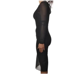 Patrizia Pepe - Tight Sheath Dress in Transparent Fabric with Slip - Black - Dress - Made in Italy - Luxury Exclusive Collection - Avvenice