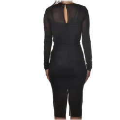 Patrizia Pepe - Tight Sheath Dress in Transparent Fabric with Slip - Black - Dress - Made in Italy - Luxury Exclusive Collection - Avvenice