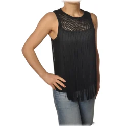 Patrizia Pepe - Top with Fringes - Black - Top - Made in Italy - Luxury Exclusive Collection - Avvenice