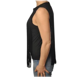 Patrizia Pepe - Top with Fringes - Black - Top - Made in Italy - Luxury Exclusive Collection - Avvenice
