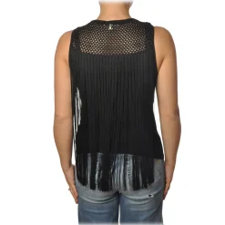 Patrizia Pepe - Top with Fringes - Black - Top - Made in Italy - Luxury Exclusive Collection - Avvenice