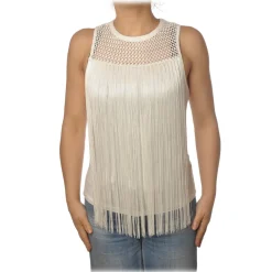 Patrizia Pepe - Top with Fringes - White - Top - Made in Italy - Luxury Exclusive Collection - Avvenice