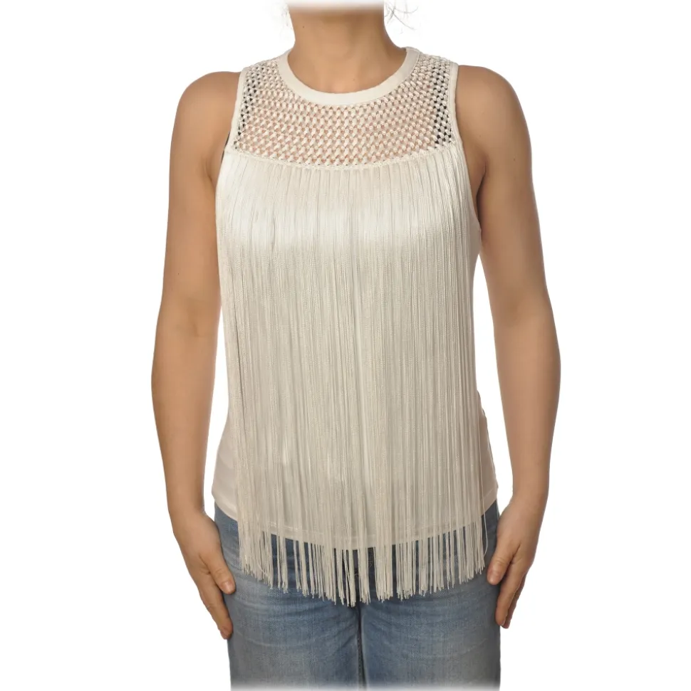 Patrizia Pepe - Top with Fringes - White - Top - Made in Italy - Luxury Exclusive Collection - Avvenice