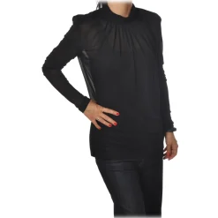 Patrizia Pepe - Transparent Fabric Blouse with Straps - Black - Shirt - Made in Italy - Luxury Exclusive Collection - Avvenice