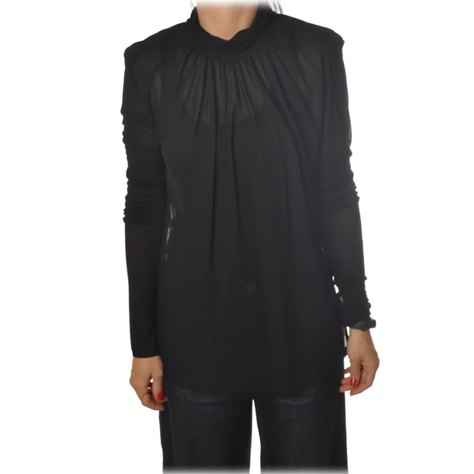 Patrizia Pepe - Transparent Fabric Blouse with Straps - Black - Shirt - Made in Italy - Luxury Exclusive Collection - Avvenice