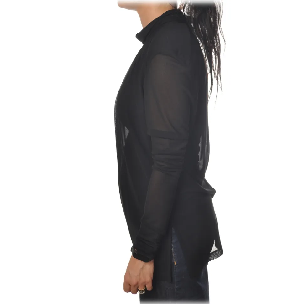 Patrizia Pepe - Transparent Fabric Blouse with Straps - Black - Shirt - Made in Italy - Luxury Exclusive Collection - Avvenice