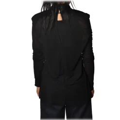 Patrizia Pepe - Transparent Fabric Blouse with Straps - Black - Shirt - Made in Italy - Luxury Exclusive Collection - Avvenice